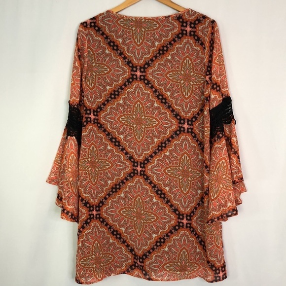 Paper Crane Anthropologie Boho Tunic Paisley Print Dress Size L - Picture 6 of 15